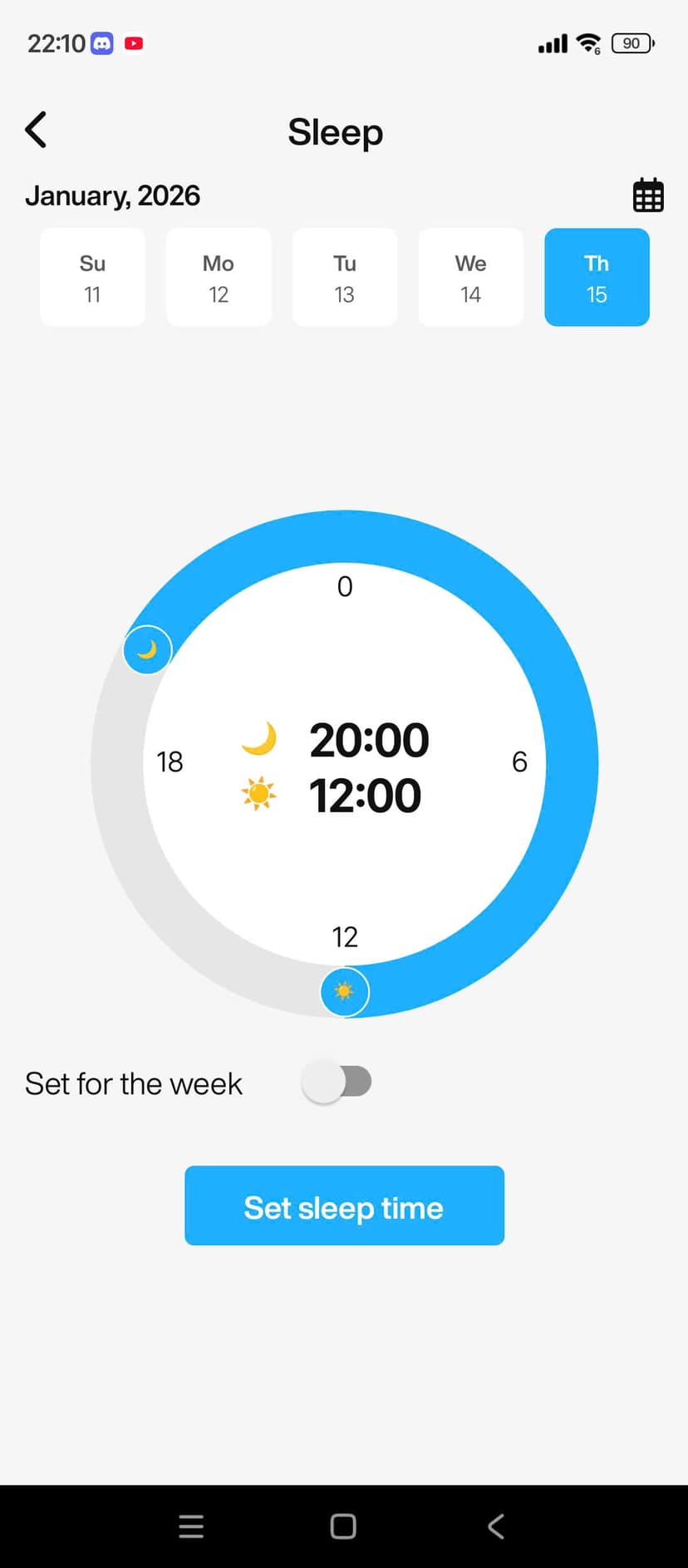 Sleep Time Setting